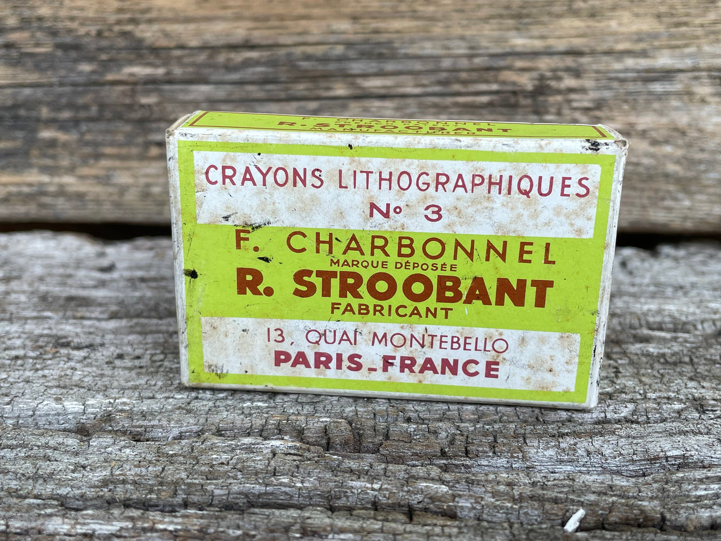 A Vintage Unopened Box of French Crayons Lithographiques No. 3 by F. Charbonnell