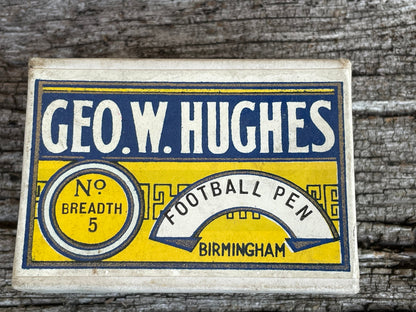 A Vintage Unopened Box of Football Pen Nibs by Geo. W. Hughes - No. 1325 Breadth 5 - 144 No. Nibs