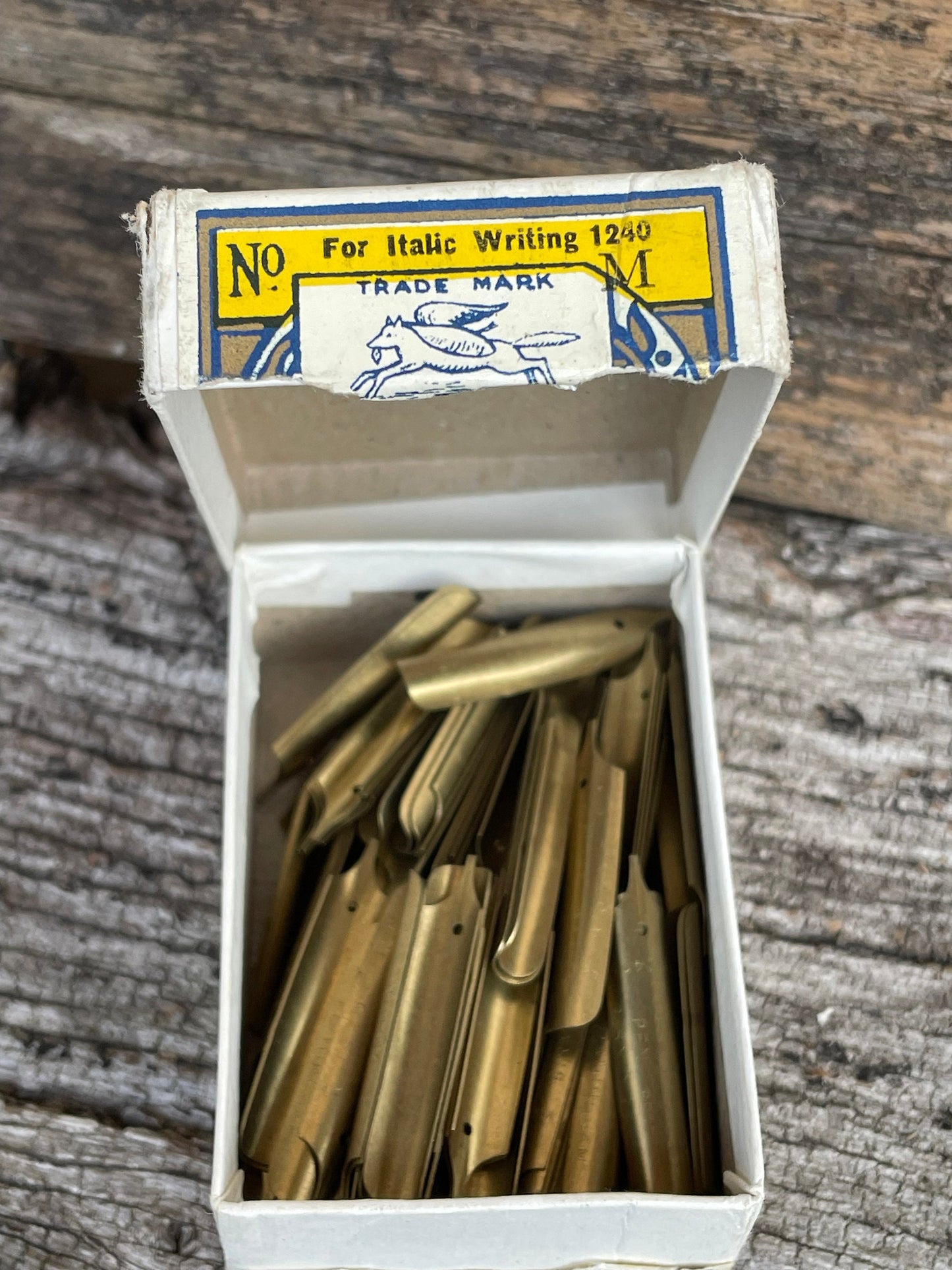 A Vintage Opened Box of Flight Commander Pen Nibs by Geo W. Hughes - No. 1240 M Approx. 80 Nibs