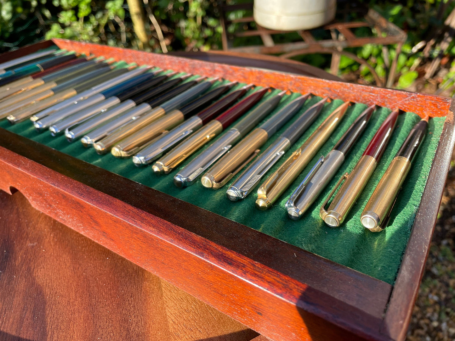 A Fine Collection of Parker Propelling/Clutch Pencils and Ball Points in a Hard Wood Presentation Case