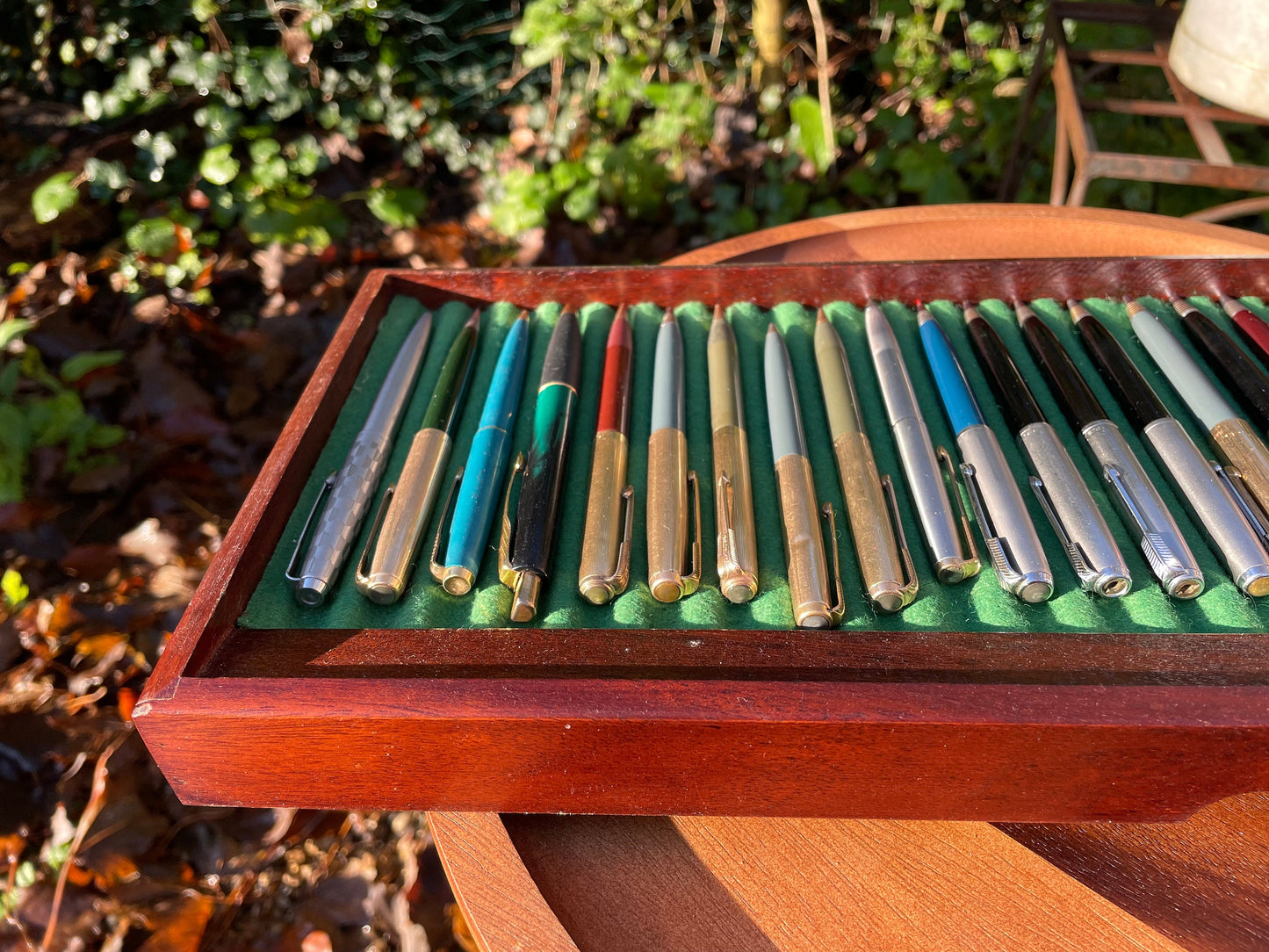 A Fine Collection of Parker Propelling/Clutch Pencils and Ball Points in a Hard Wood Presentation Case