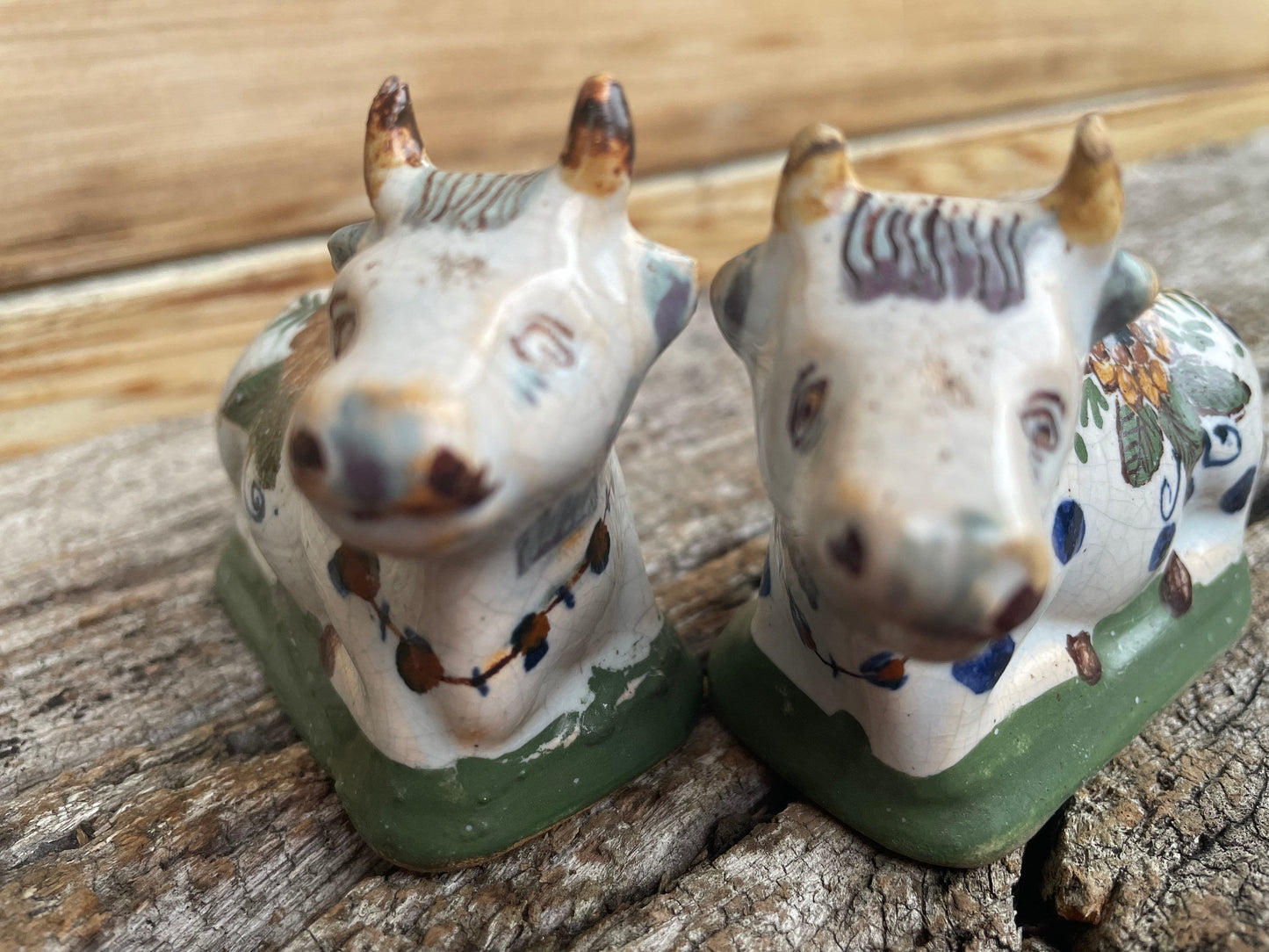 A Pair of 19th Century Recumbent Polychrome Cows - Adriaan van Rijsselberg Marks to Base 9cm Long