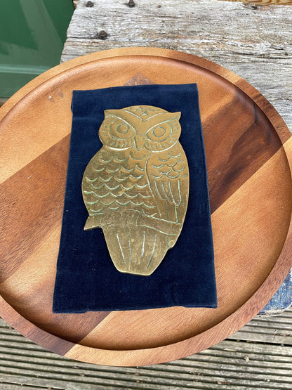 A Vintage Piece of  Brass Kitchenalia in The Form of an Owl Trivet 20cm Long c1920'S