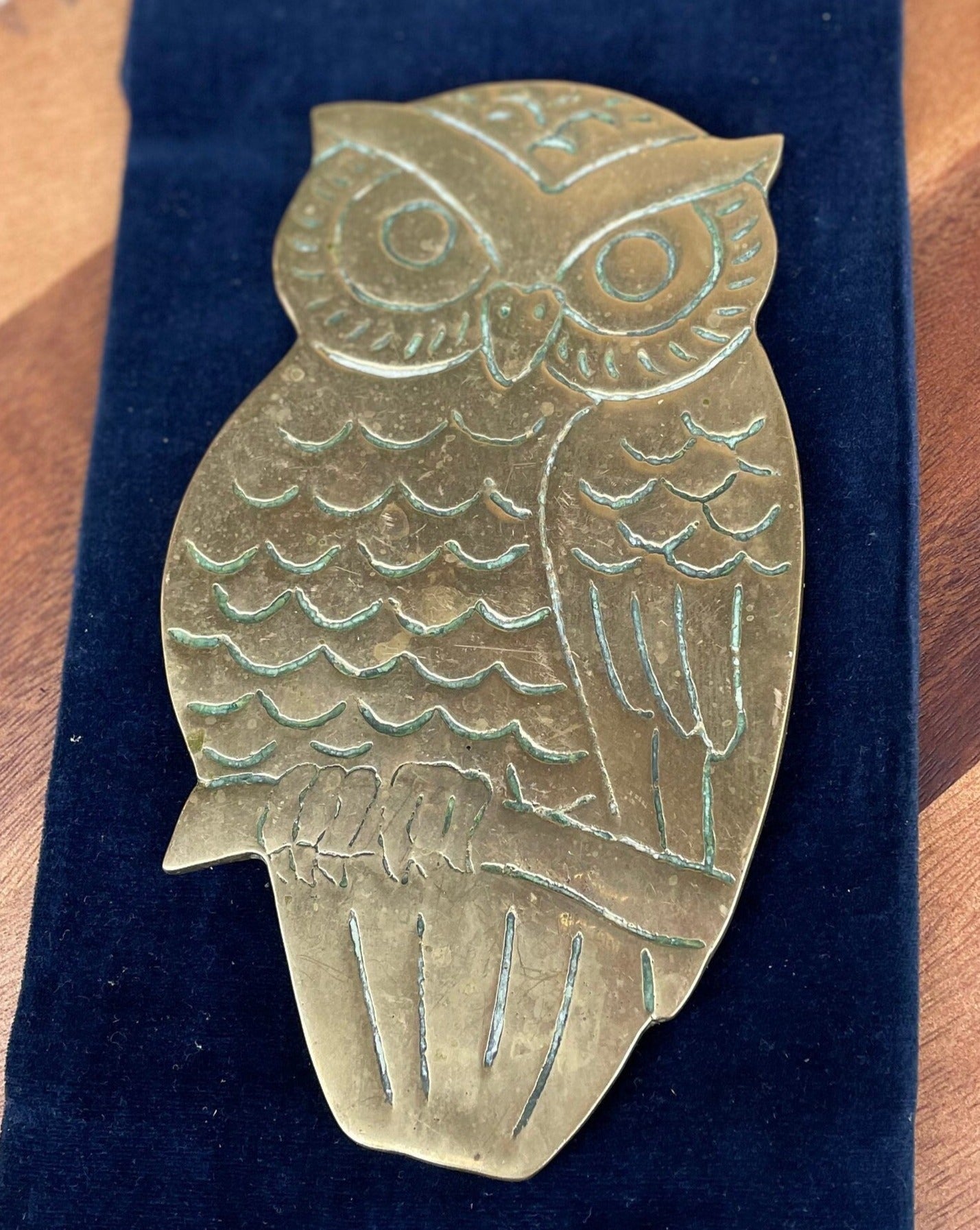 A Vintage Piece of  Brass Kitchenalia in The Form of an Owl Trivet 20cm Long c1920'S