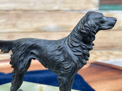 A Very Fine Early 20th Century Cast Bronze of an Alert Gun Dog on Marble Base 14cm Long