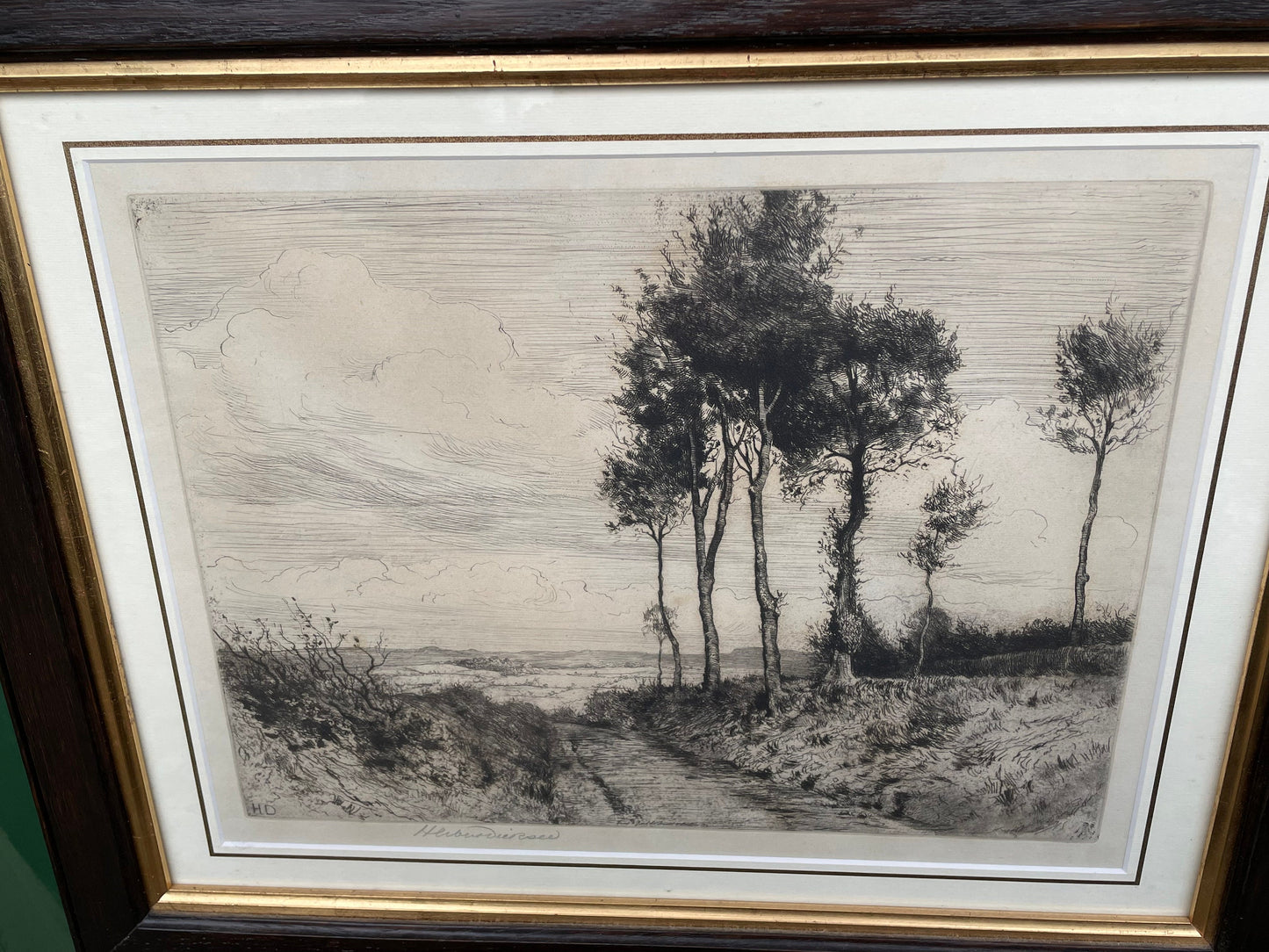 A Framed and Signed Etching by Herbert Dicksee Called  'Shaldon Lane' 1916