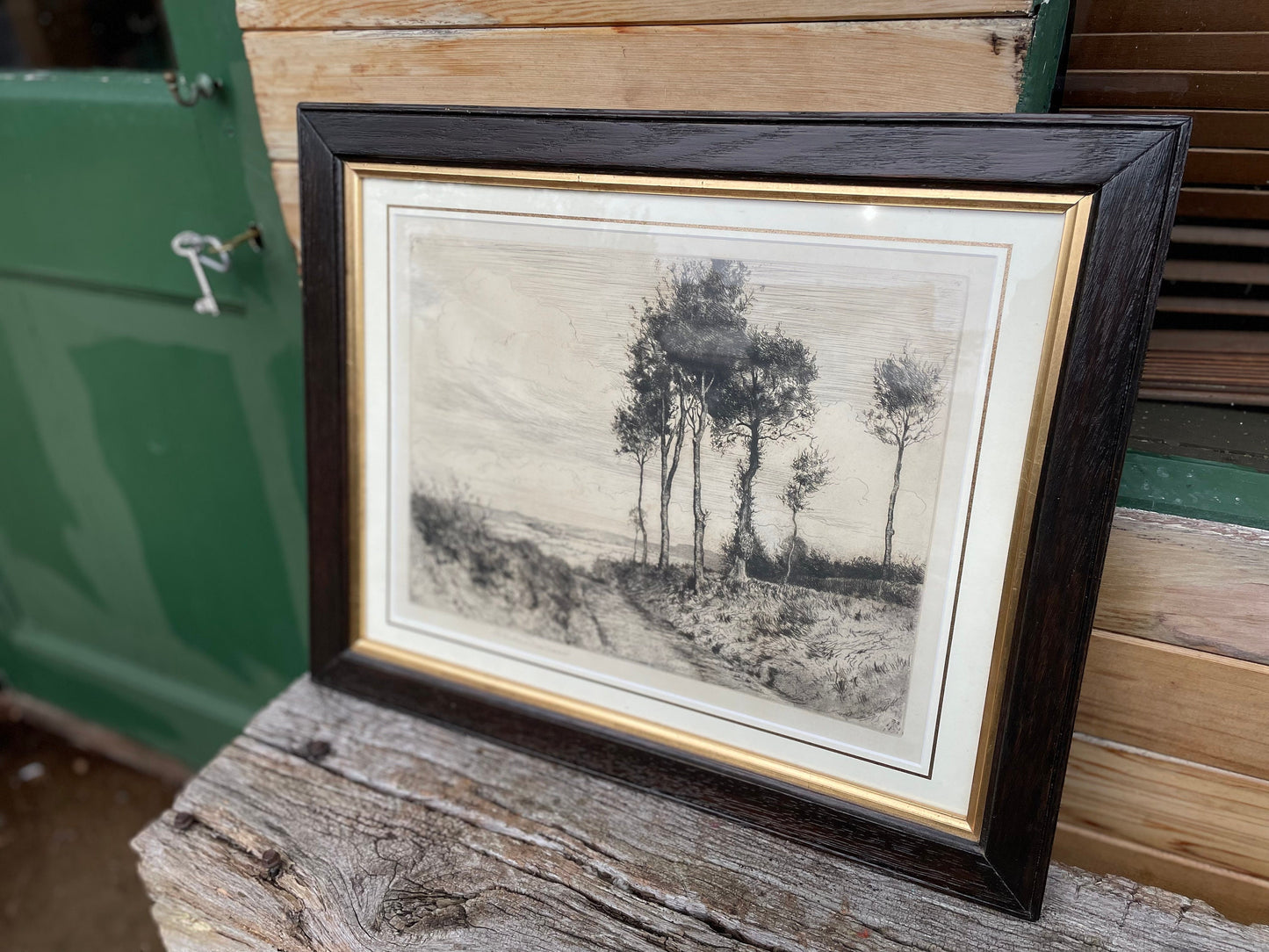 A Framed and Signed Etching by Herbert Dicksee Called  'Shaldon Lane' 1916