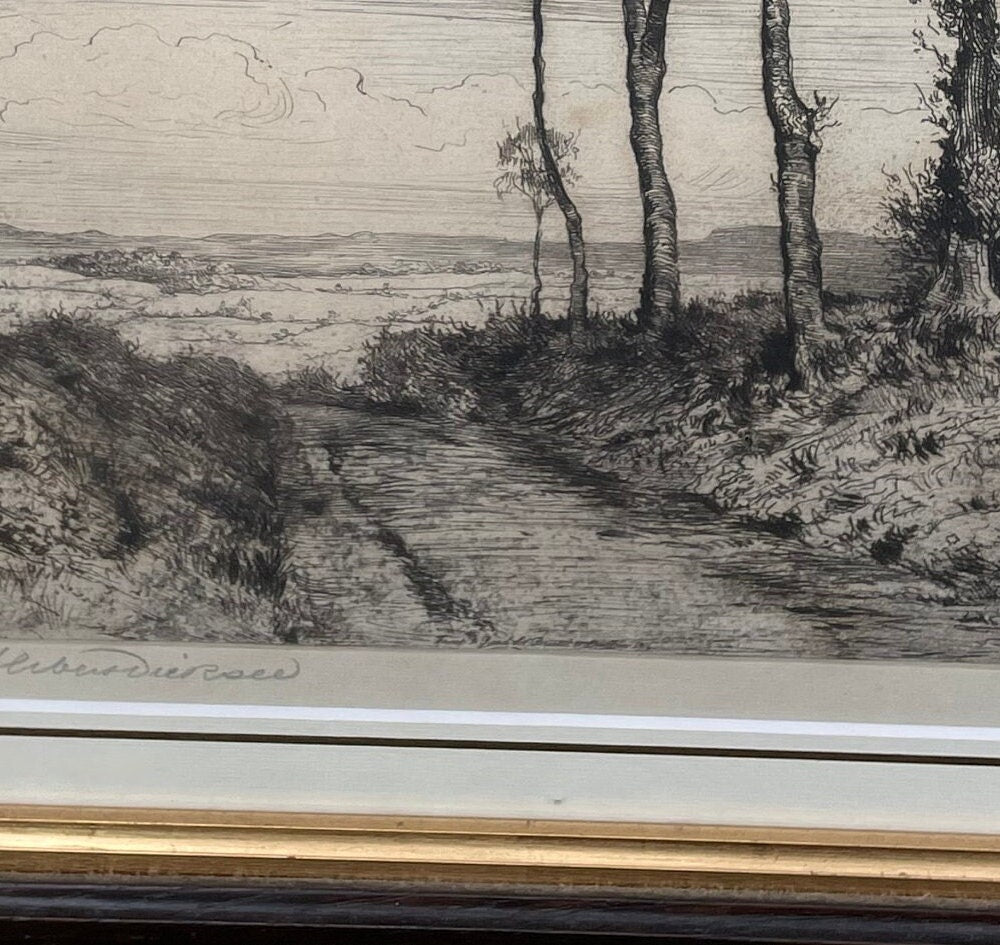 A Framed and Signed Etching by Herbert Dicksee Called  'Shaldon Lane' 1916