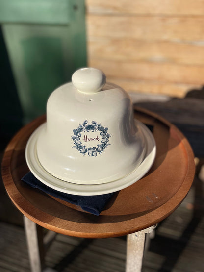 A Vintage Ceramic Cheese Cloche on a Stand From Harrods London 26cm Diameter