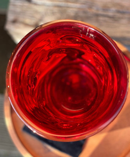 A  Large Heavy Whitefriars Red Glass 'Nobbly' Vase c 1960 24cm Tall 4kg