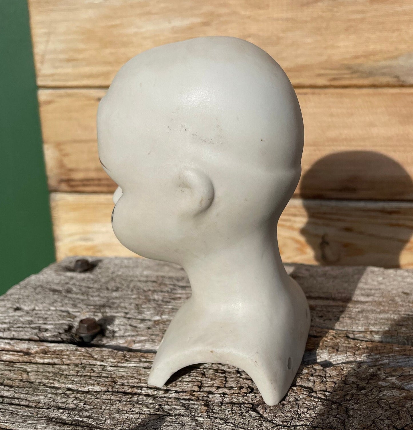 A Vintage Bisque Ceramic Dolls Head 23.5cm Tall