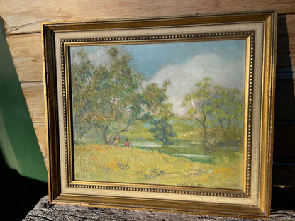 Original signed Oil on Board- by John Gilmore Wolcott (MA, 1891-1965) The Rowley Gallery Label Verso, Mounted and Framed