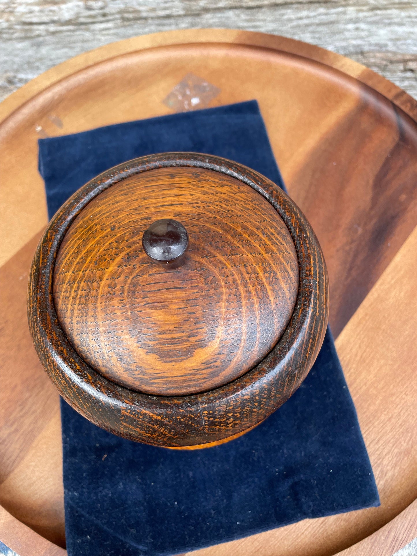 A Tea/Tobacco Caddy in The Form of a Well Patinated Apple with Bakelite Stalk/Handle 12cm  diameter c1890