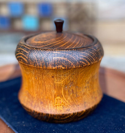 A Tea/Tobacco Caddy in The Form of a Well Patinated Apple with Bakelite Stalk/Handle 12cm  diameter c1890