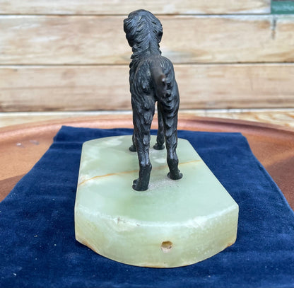 A Very Fine Early 20th Century Cast Bronze of an Alert Gun Dog on Marble Base 14cm Long