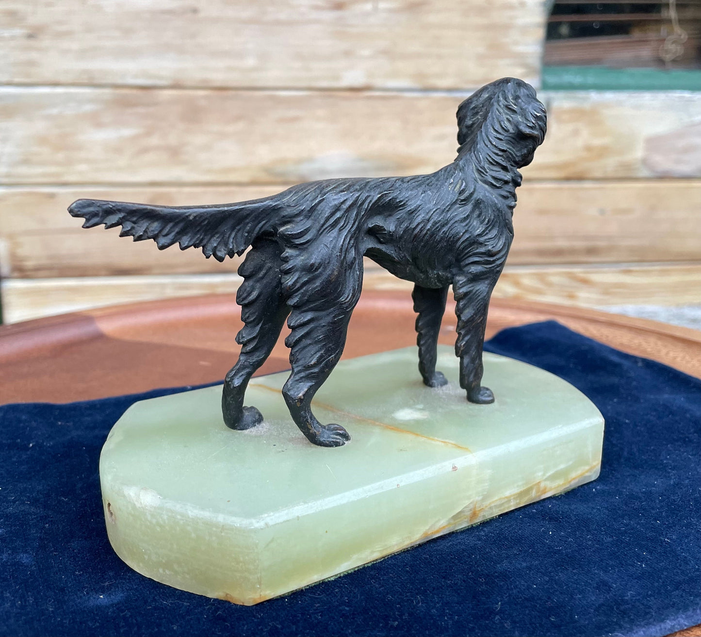 A Very Fine Early 20th Century Cast Bronze of an Alert Gun Dog on Marble Base 14cm Long