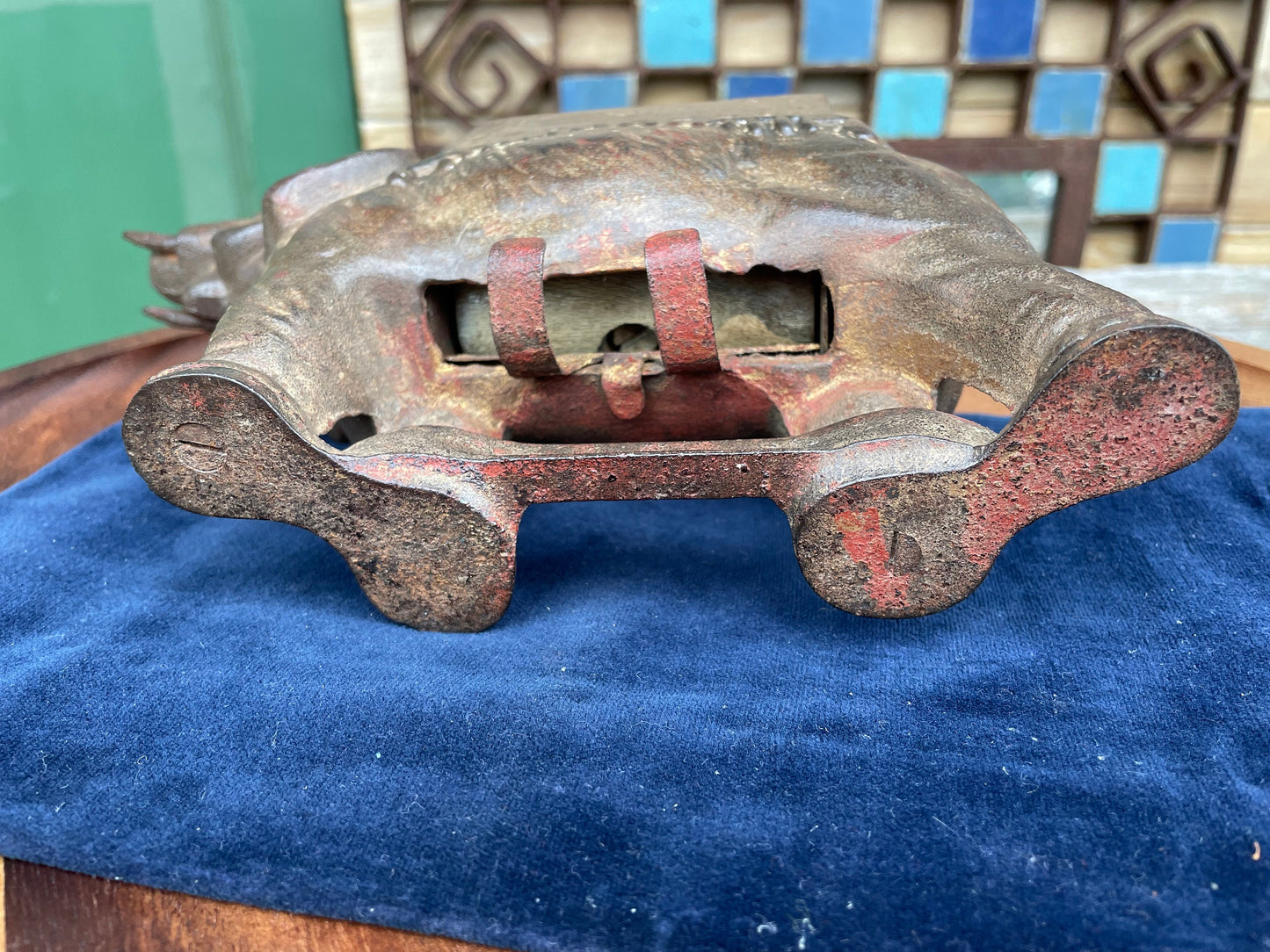 A Cast Iron Victorian Novelty Elephant Cigarette Dispenser c1890 - 23 cm Long - 1.8kg