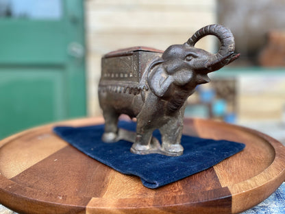 A Cast Iron Victorian Novelty Elephant Cigarette Dispenser c1890 - 23 cm Long - 1.8kg