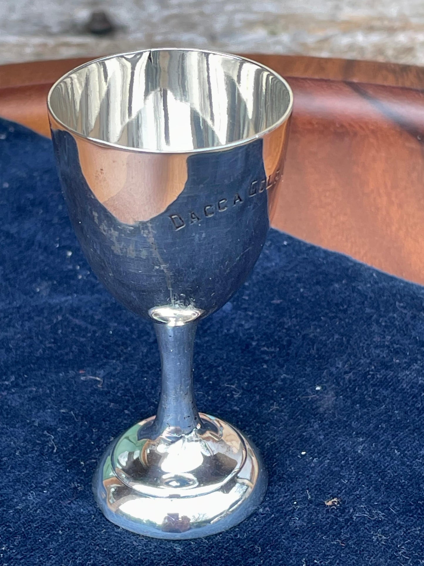 A Small Anglo Indian Colonial Sterling Silver Trophy - Engraved DACCA GOLF CLUB c1910 8cm Tall - 32grams