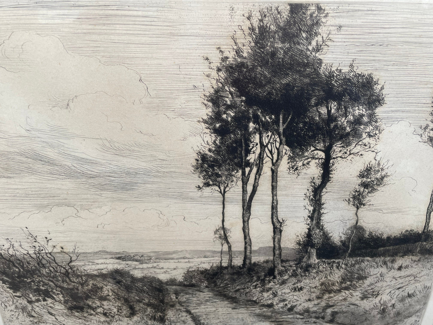 A Framed and Signed Etching by Herbert Dicksee Called  'Shaldon Lane' 1916