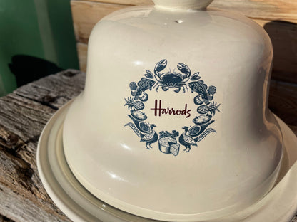 A Vintage Ceramic Cheese Cloche on a Stand From Harrods London 26cm Diameter