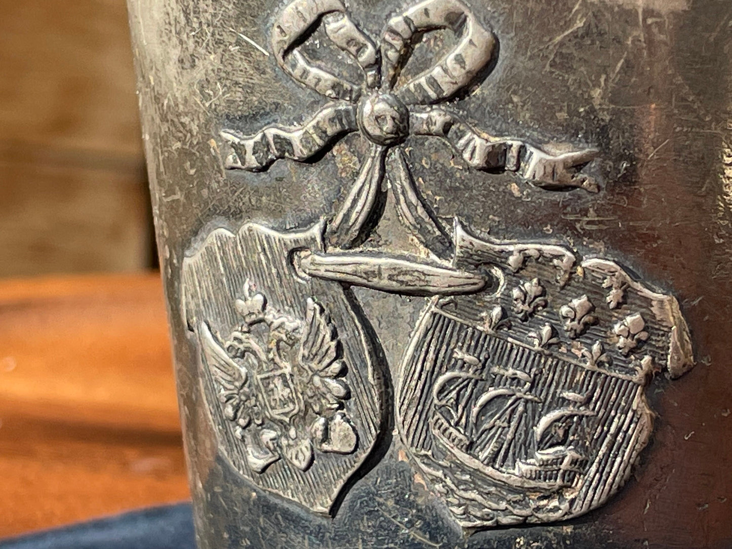 An Antique Pewter Beaker Symbolising the Russian French Union of July 1891 in Krondsadt - 10cm tall  -340g