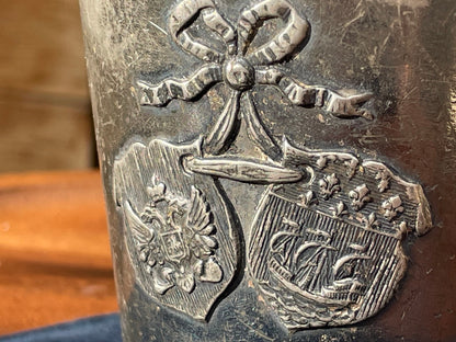 An Antique Pewter Beaker Symbolising the Russian French Union of July 1891 in Krondsadt - 10cm tall  -340g