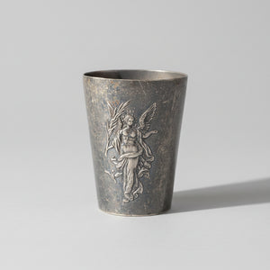 An Antique Pewter Beaker Symbolising the Russian French Union of July 1891 in Krondsadt - 10cm tall  -340g