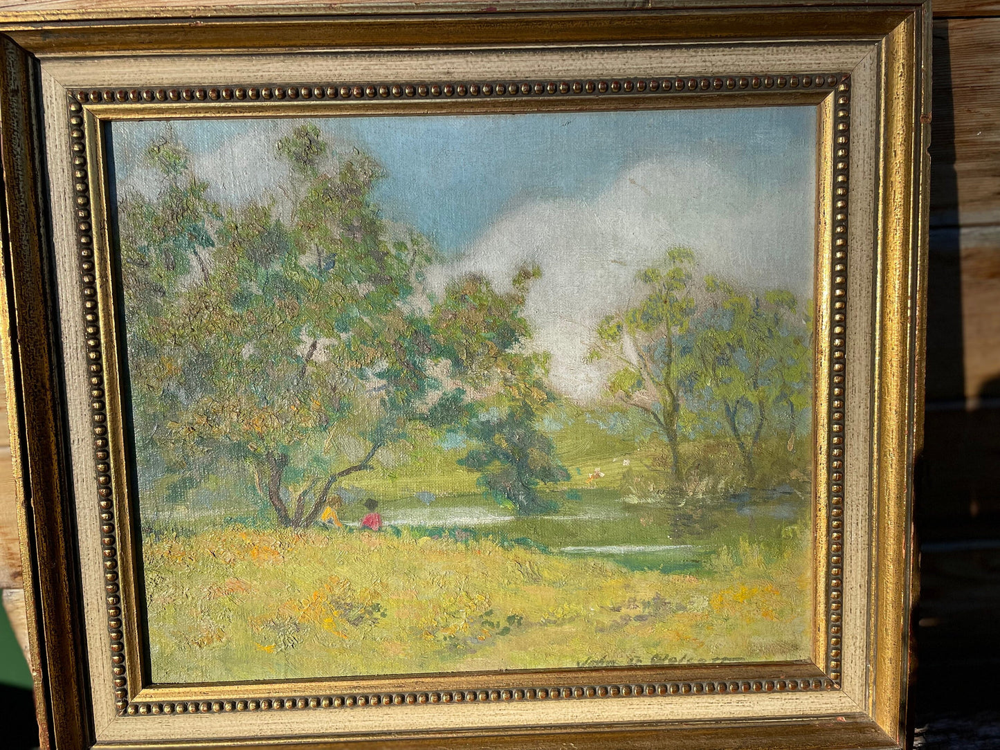 Original signed Oil on Board- by John Gilmore Wolcott (MA, 1891-1965) The Rowley Gallery Label Verso, Mounted and Framed