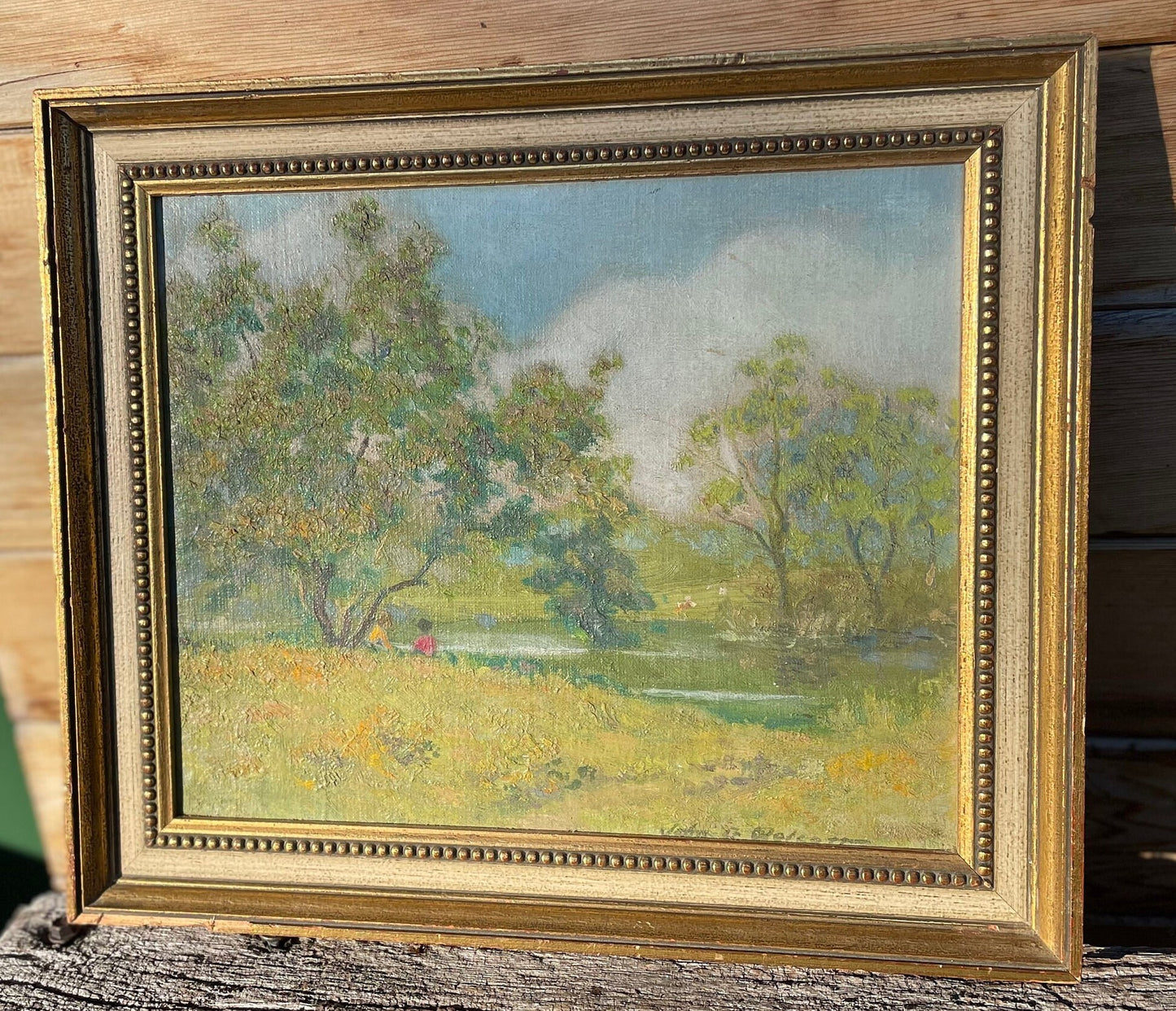 Original signed Oil on Board- by John Gilmore Wolcott (MA, 1891-1965) The Rowley Gallery Label Verso, Mounted and Framed