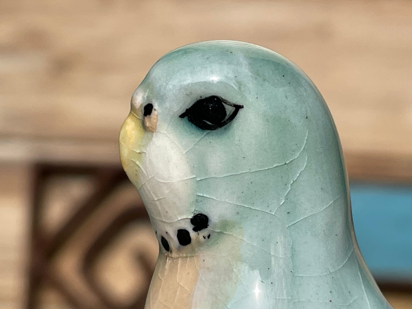 A  Weetman Ware small ceramic budgie budgerigar cream jug 14cm tall c1950's