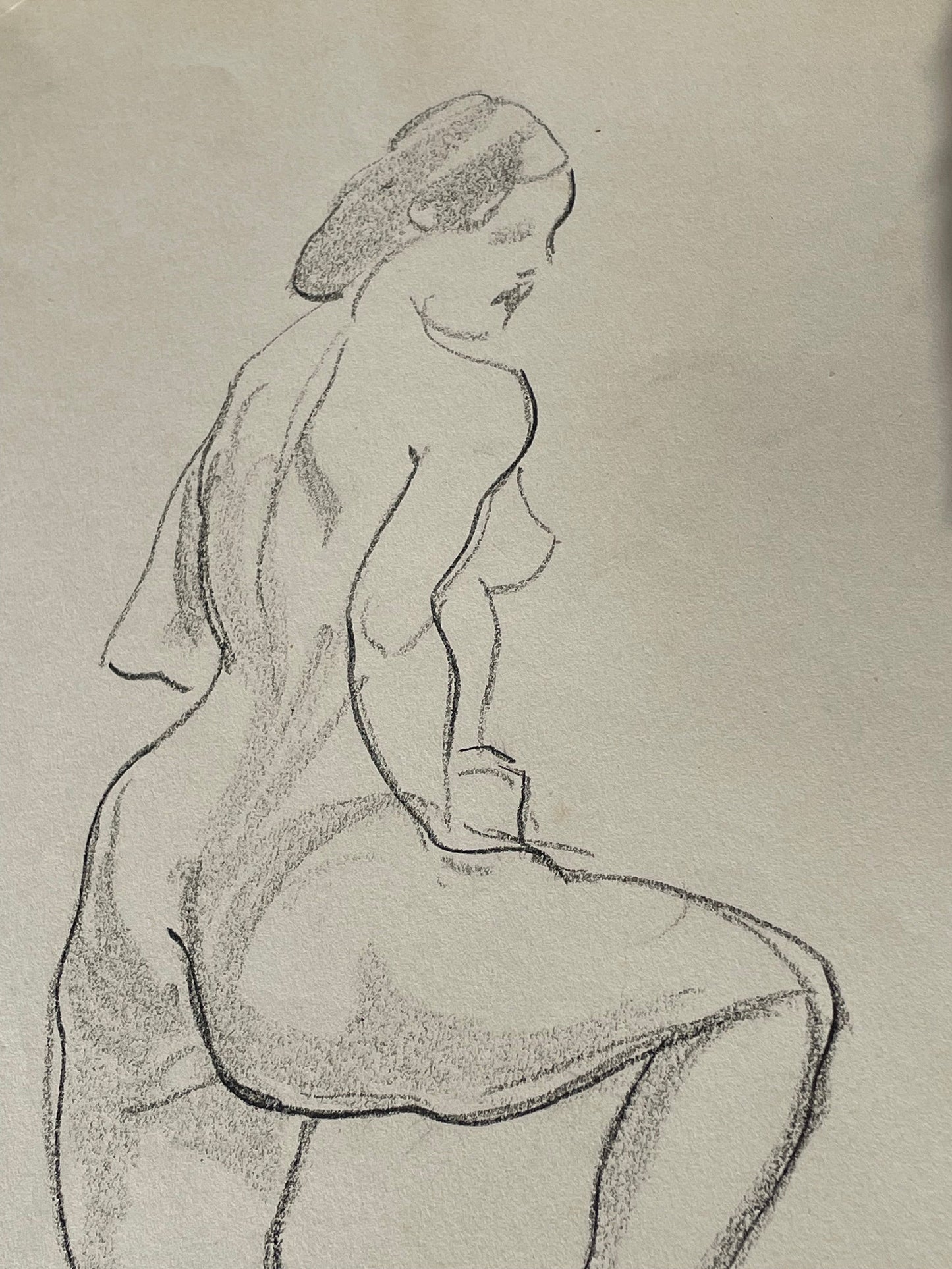 An unsigned rapid sketch of a female nude 28x38cm