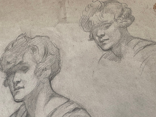 A couple of unsigned pencil sketches of a female 38x44cm