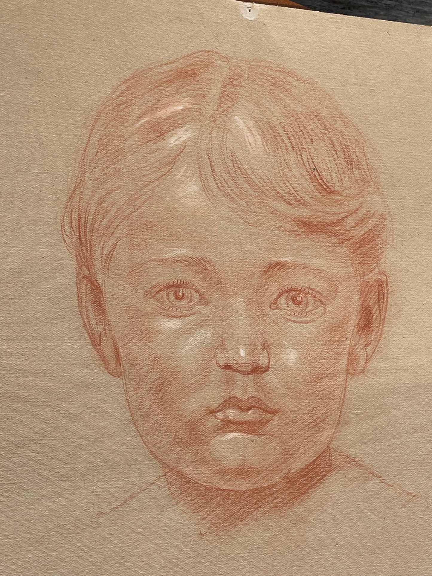 An unsigned original portrait sketch of a young child 32x40cm