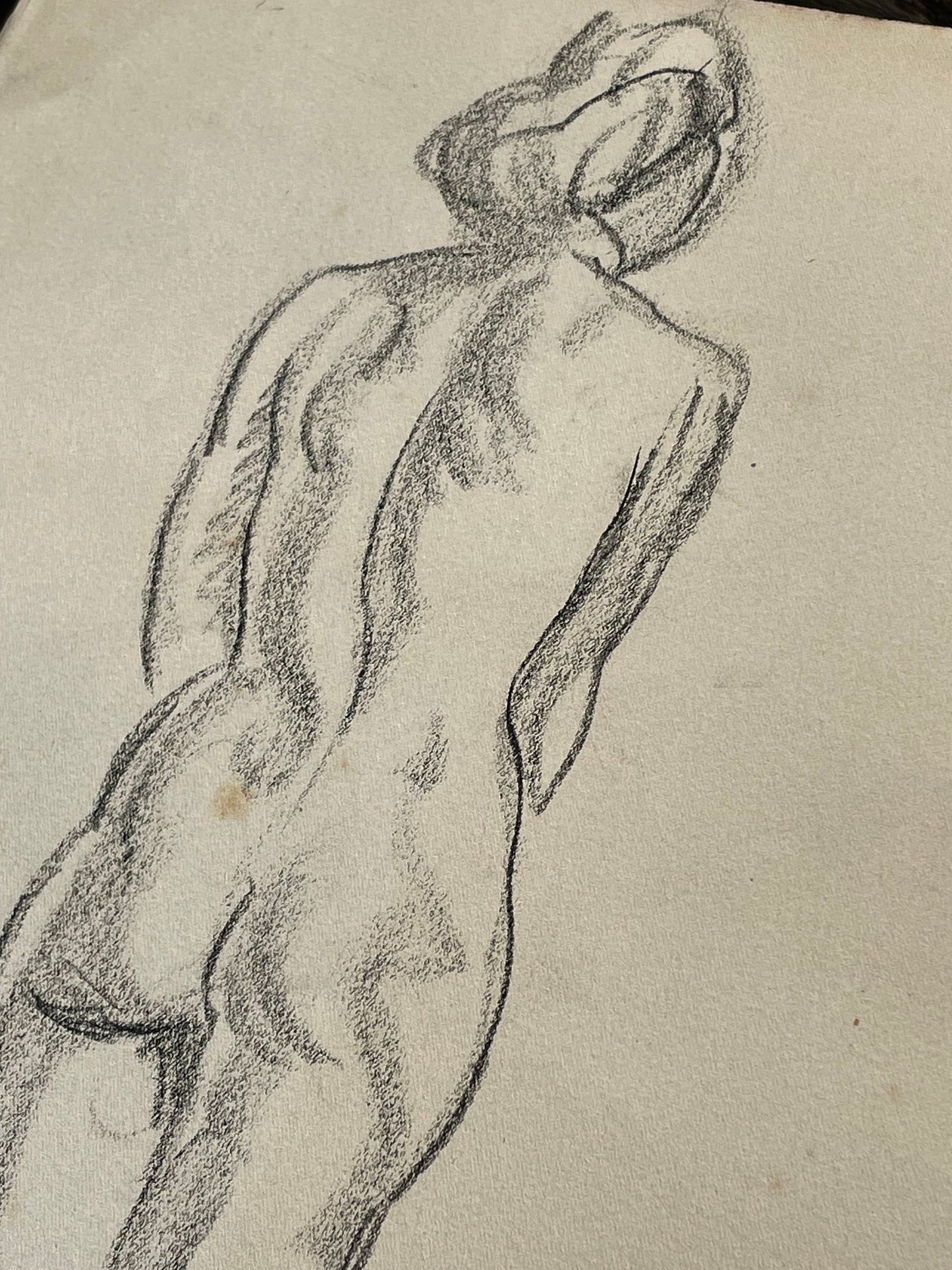 An unsigned rapid sketch of a female nude 28x38cm