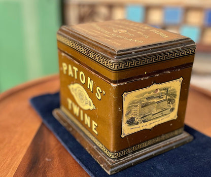 An Edwardian  wooden William Patons' twine shop advertising dispenser Johnstone Scotland  14cm tall  c1910