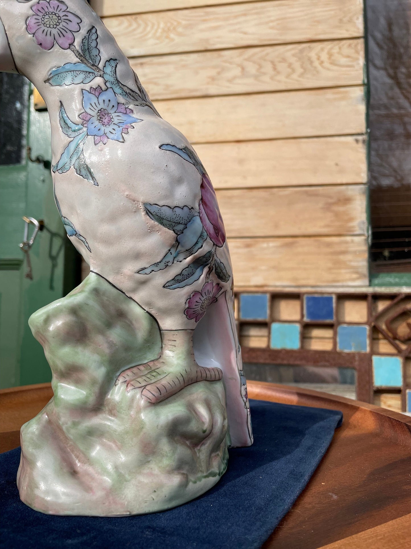 A Chinese Porcelain parrot in famille rose palette c1930 - 25cm tall