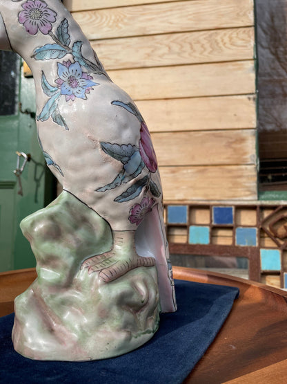 A Chinese Porcelain parrot in famille rose palette c1930 - 25cm tall