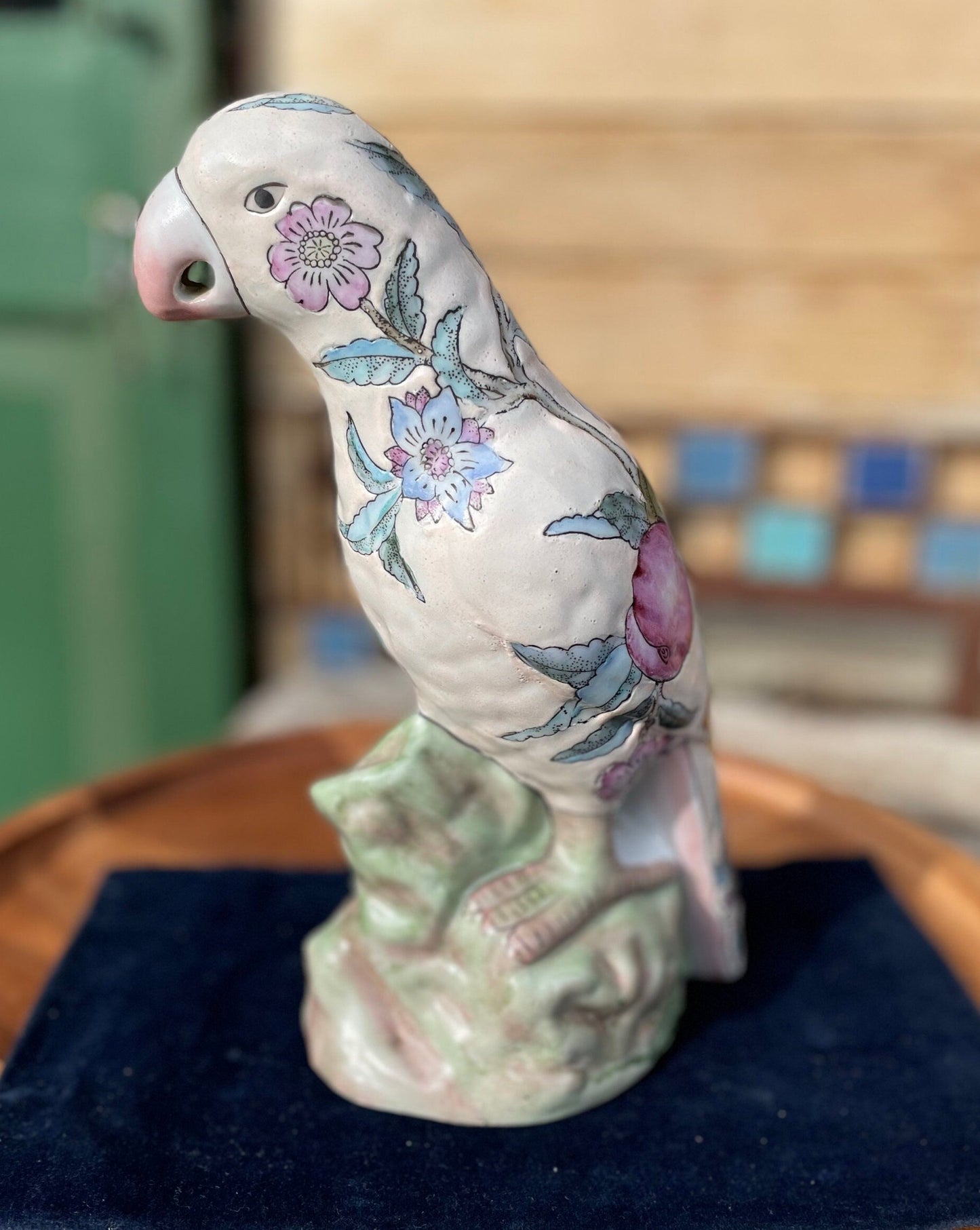 A Chinese Porcelain parrot in famille rose palette c1930 - 25cm tall