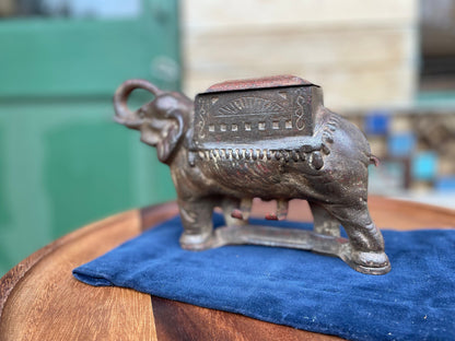 A Cast Iron Victorian Novelty Elephant Cigarette Dispenser c1890 - 23 cm Long - 1.8kg