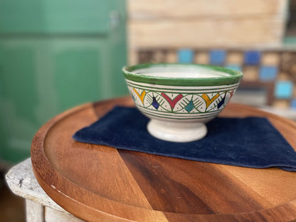 A colourful vintage hand painted Portuguese ceramic bowl  16cm diameter