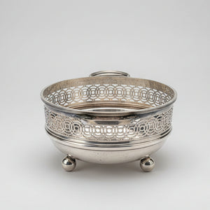A Large Pierced Silver Plate Handled Bowl 18cm Diameter Bowl late 1700's possibly