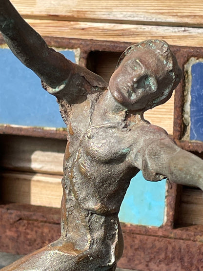 A bronze sculpture of a dancer 23cm tall - 20's style - possible car mascot or trophy