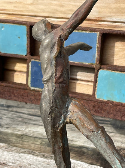 A bronze sculpture of a dancer 23cm tall - 20's style - possible car mascot or trophy