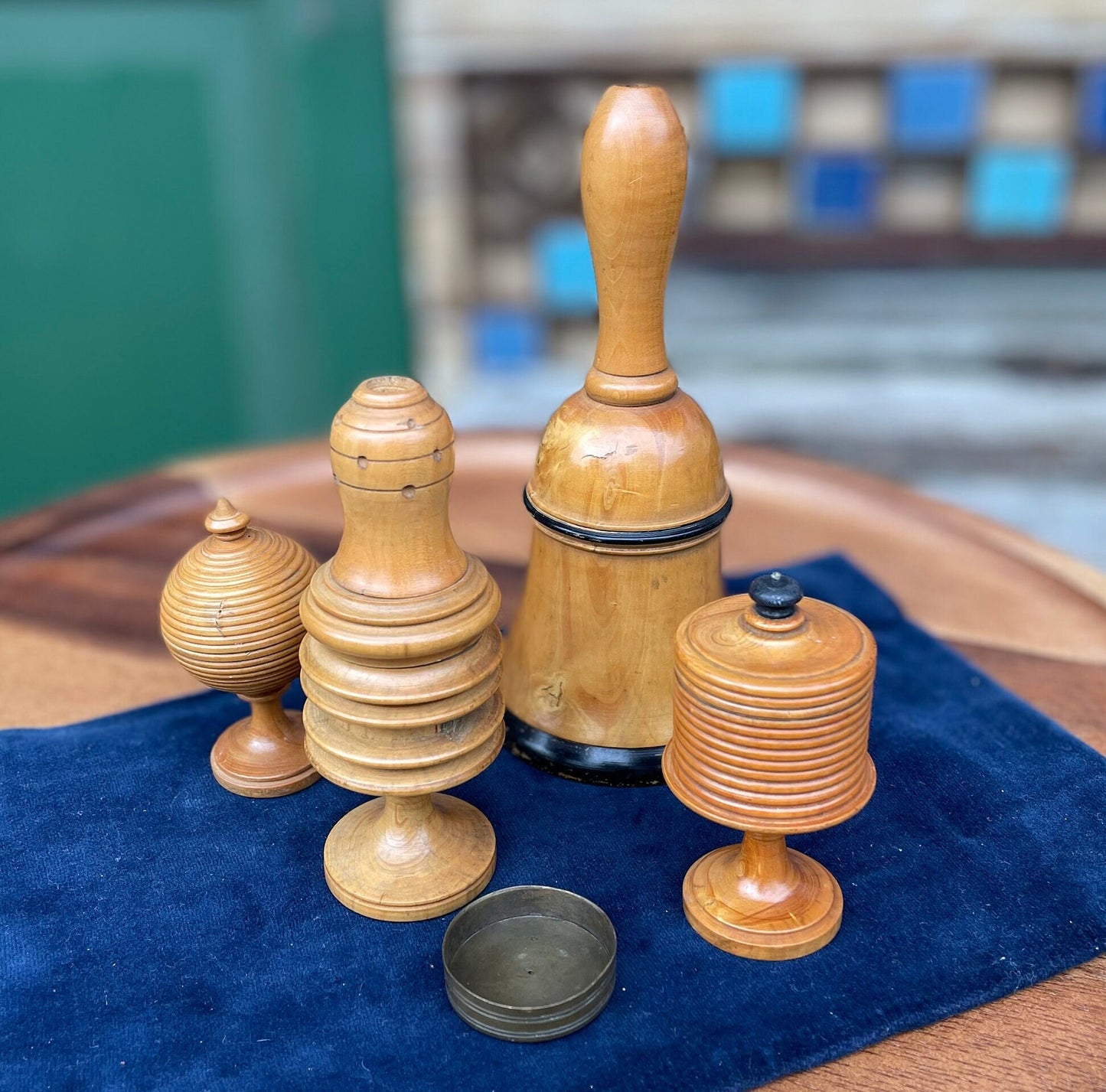 A collection of early 20th century antique turned wooden magic tricks