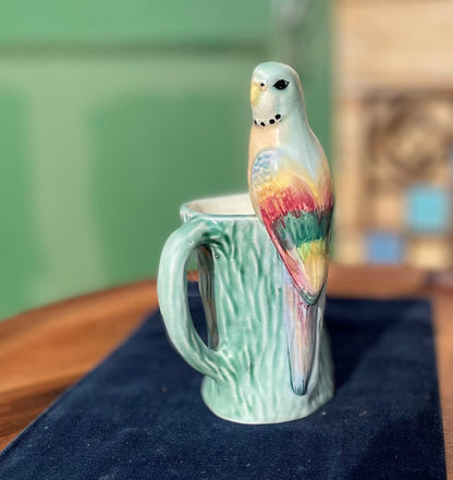 A  Weetman Ware small ceramic budgie budgerigar cream jug 14cm tall c1950's