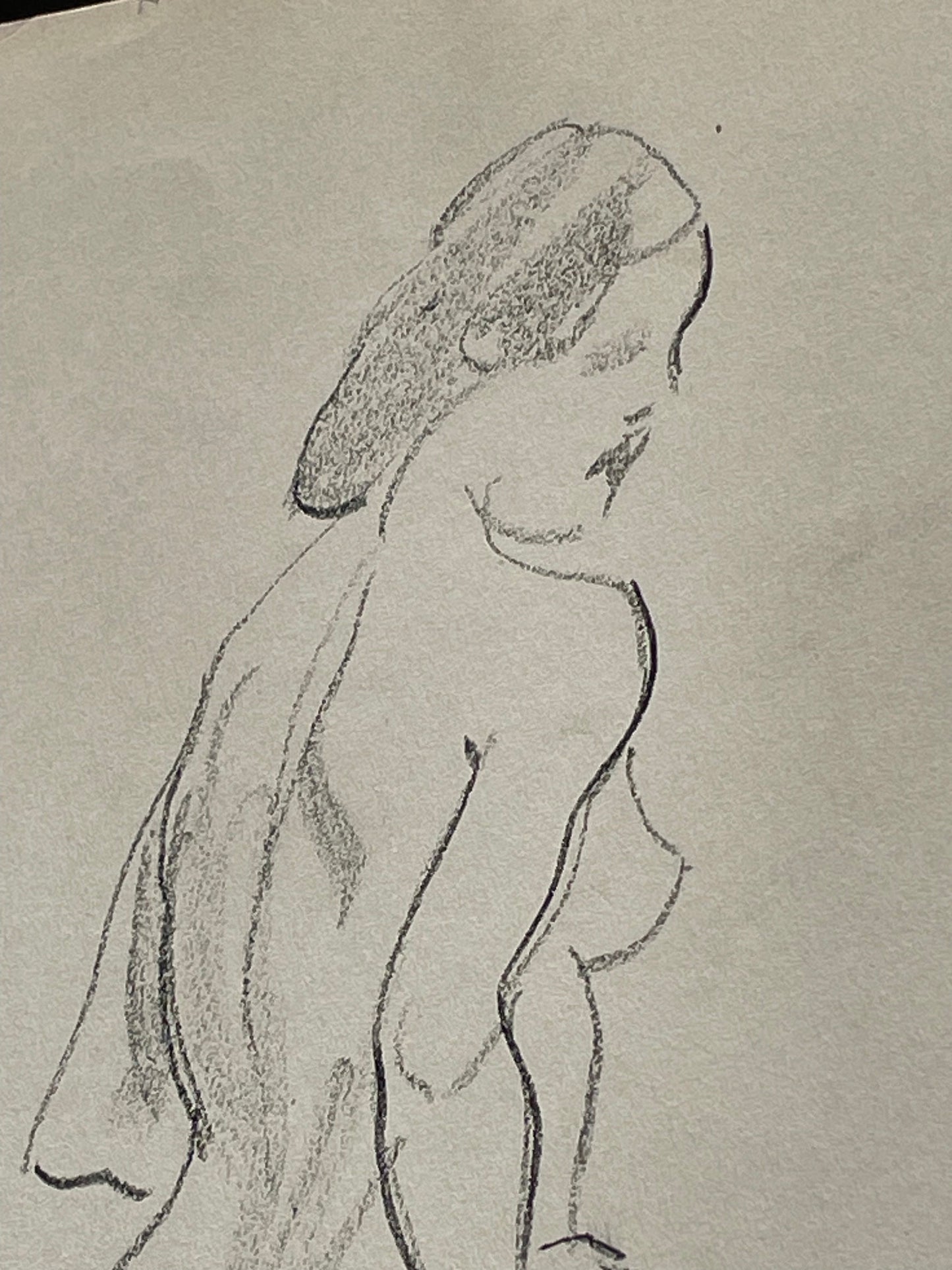 An unsigned rapid sketch of a female nude 28x38cm