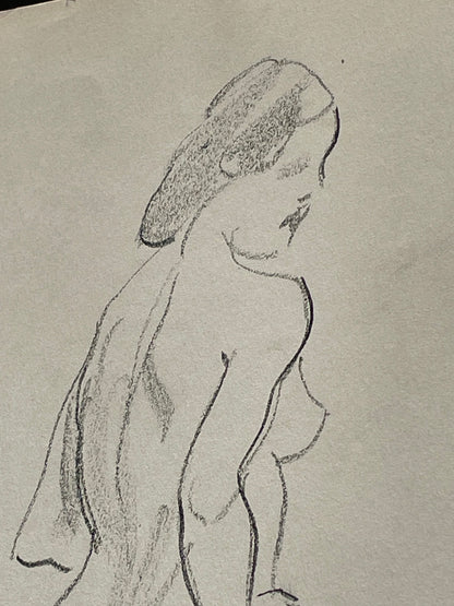 An unsigned rapid sketch of a female nude 28x38cm