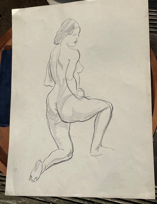 An unsigned rapid sketch of a female nude 28x38cm