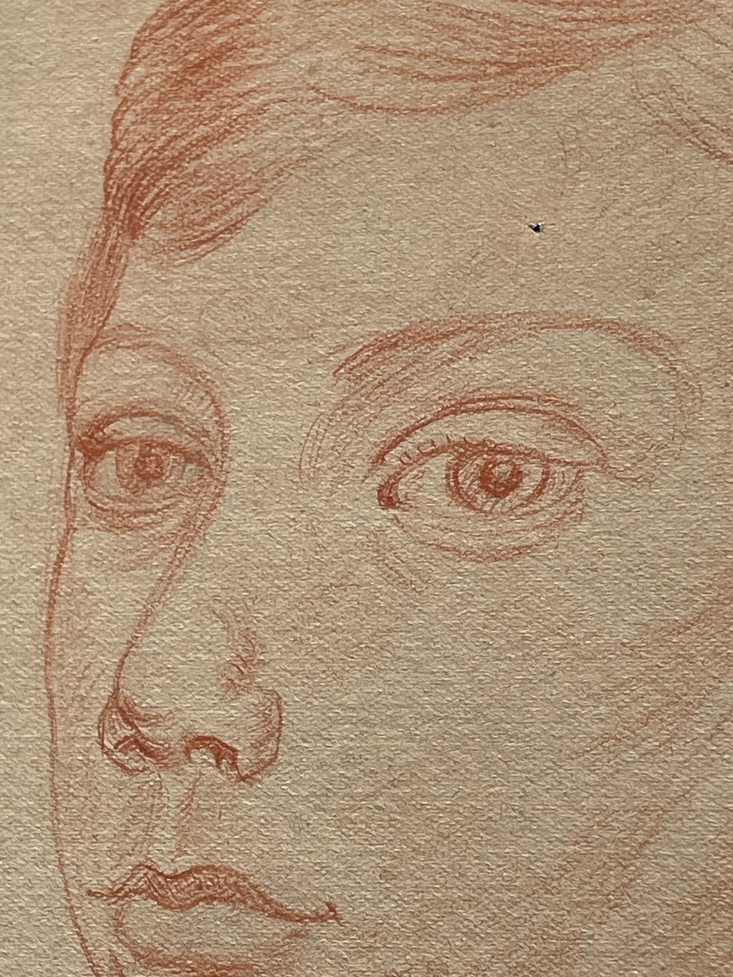 An unsigned original portrait sketch of a young boy 32x46cm